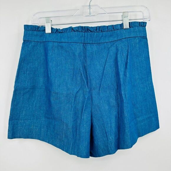 J. Crew Size 6 Blue Denim Chambray Ruffle Trim Summer Shorts - Picture 9 of 9